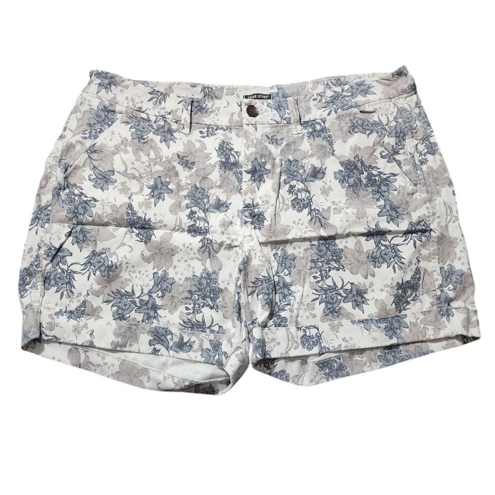 Dear John Blue White Floral Shorts Plus Size 18
